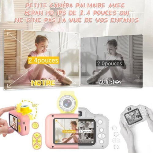 Children's Camera - LECOO - Model - 180 Lens - 2.4" Screen - Pink 2