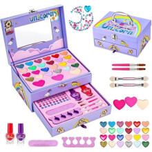 Children's Makeup Toy for Girls, Washable Children's Makeup Set, Non-Toxic Children's Makeup Case, Gift for Girls Ages 3-10+