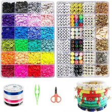 Polymer clay beads with tools for jewelry making, DIY bracelets, necklaces, earrings, children's gift, 7200 pieces
