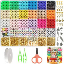 Schmuckbastelset, Polymer-Tonperlen, DIY-Armbänder, Halsketten, Ohrringe, Geschenk für Kinder, 4200