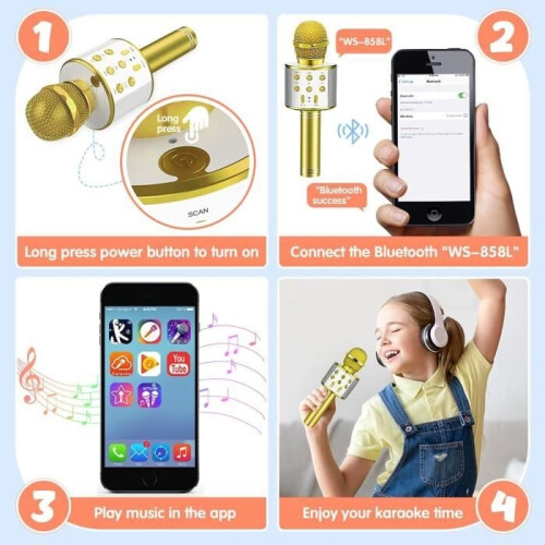MARSEE Microfono wireless Bluetooth per bambini, microfono per karaoke, il miglior regalo per bambini 2