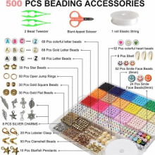 Jewelry making kit, polymer clay beads, DIY bracelets, necklace, earrings, gift for children, 4200