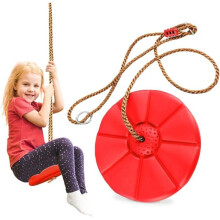 Buitenschommel, klimtouw, plastic kinderschommel, hangende schommelschijf, maximale belasting 150 kg (rood)