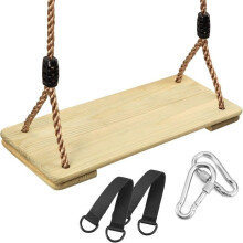 Balançoire extérieure en bois avec corde en chanvre réglable, siège suspendu, balançoire pour enfants et adultes, idéale pour les