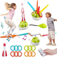 3-in-1 Outdoor-Spiele-Set für Kinder: Ringwurfspiel, Spielzeugrakete, Hüpfspiel mit Musik, Kinderspiele für Kinder von 3-9 Jahren,