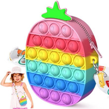 Pop Bag, Pop Bubble It -naisten laukku, Fidget Toy -lompakkolaukku, 2-in-1 Popit Fijets Toys -sateenkaarivyölaukku (ananas)