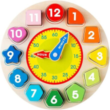 Educational Toy - ZGEER - Wooden Shape Sorting Clock - Early Learning - Puzzle - Children's Gift