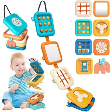 Montessori 8-in-1 Aktivitätswürfel für Kinder von 1 bis 3 Jahren (Jungen und Mädchen) mit Sinnesmodulen, ideal für
