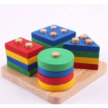 Giocattoli educativi geometrici in legno - Neonati - Blocchi da costruzione - Piramide - Regalo per bambini
