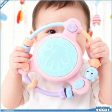Ashata Baby Musical Instrument Toy, Soft Sound Multifunctional Walkie-Talkie Game, Pink Beaded Drum
