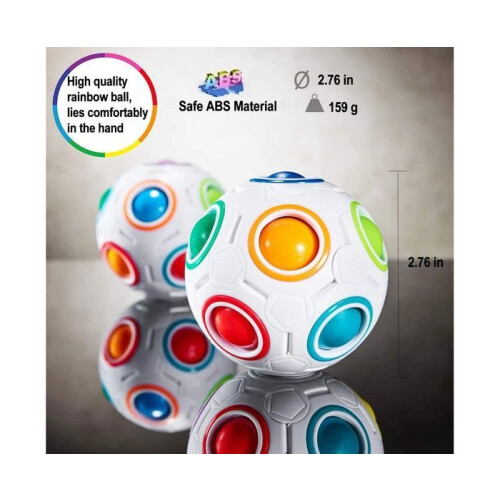 Fidget Toy - Rainbow Ball Magic Cube - Multicolor (Rainbow) - 7CM - Round 1
