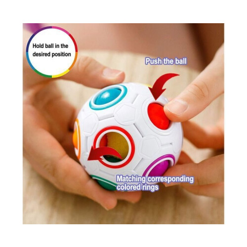 Fidget Toy - Rainbow Ball Magic Cube - Multicolor (Rainbow) - 7CM - Round 2