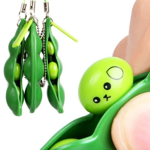 Stress relief toy - Squishy - 3-piece set - Pea-shaped keychain
