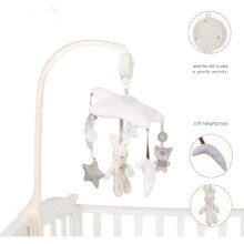 Baby Crib Mobile Bed with Bell and Toy with Wind-Up Music Box (Rabbit and Star)