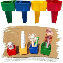4-delige strandbekerhouderset - MARSEE - strandaccessoires, geschikt voor drankjes, mobiele telefoons en sleutels (13,2*10,2*19,8