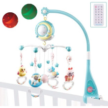 Musical Baby Crib Mobile, Alldo 360 Rotating Baby Crib Mobile with Music and Lights, Hanging Toy and