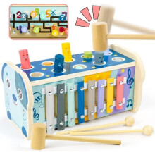 Montessori Toy for 1-Year-Olds, Wooden Baby Toy for Girls and Boys, Educational Baby Games with Whale Game, Baby Xylophone, and Number