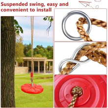 Outdoor Swing, Climbing Rope, Plastic Children's Swing, Hanging Swing Disc, Max Load 150 kg (Red)