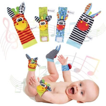 Babyrassel, Spielzeug zur kindlichen Entwicklung (0–12 Monate), Baby-Fuß- und Handgelenkrassel, Baby-Fußsöckchen-Set – Geschenk