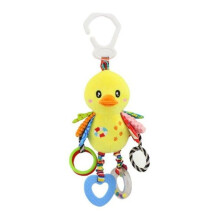 Baby toys, plush toys for toddlers, rattle (with teething ring, stroller charm - cute yellow duckling)