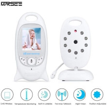 Wireless Video Baby Monitor with Temperature Sensor/Night Vision, 2.4" LCD Screen, White, TU2