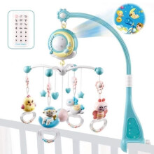 Mobile musical télécommandé pour berceau avec projection lumineuse, musique et sons, convient dès la naissance
