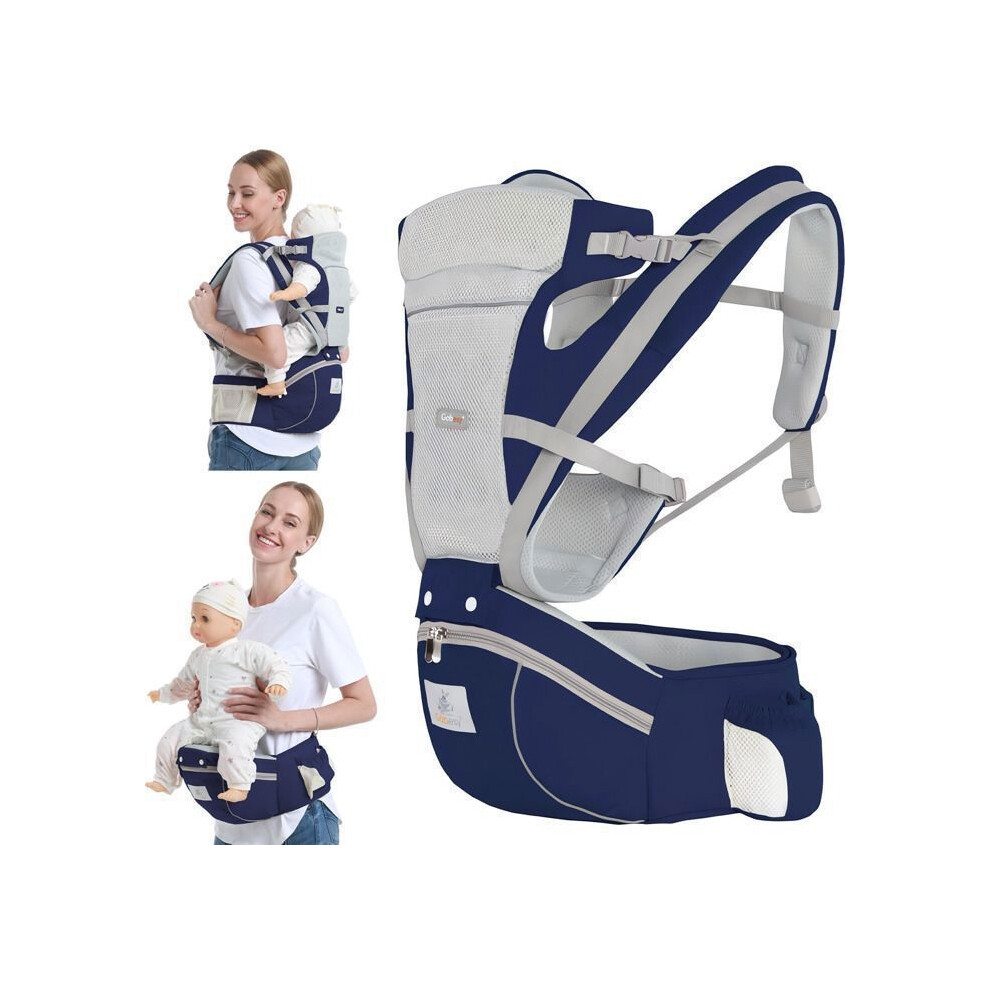 Aihontai Ergonomic, Physiological Baby Carrier, Good Breathability, Suitable For All Seasons, Easy To Wear, For 0 To 36 Months, Blue