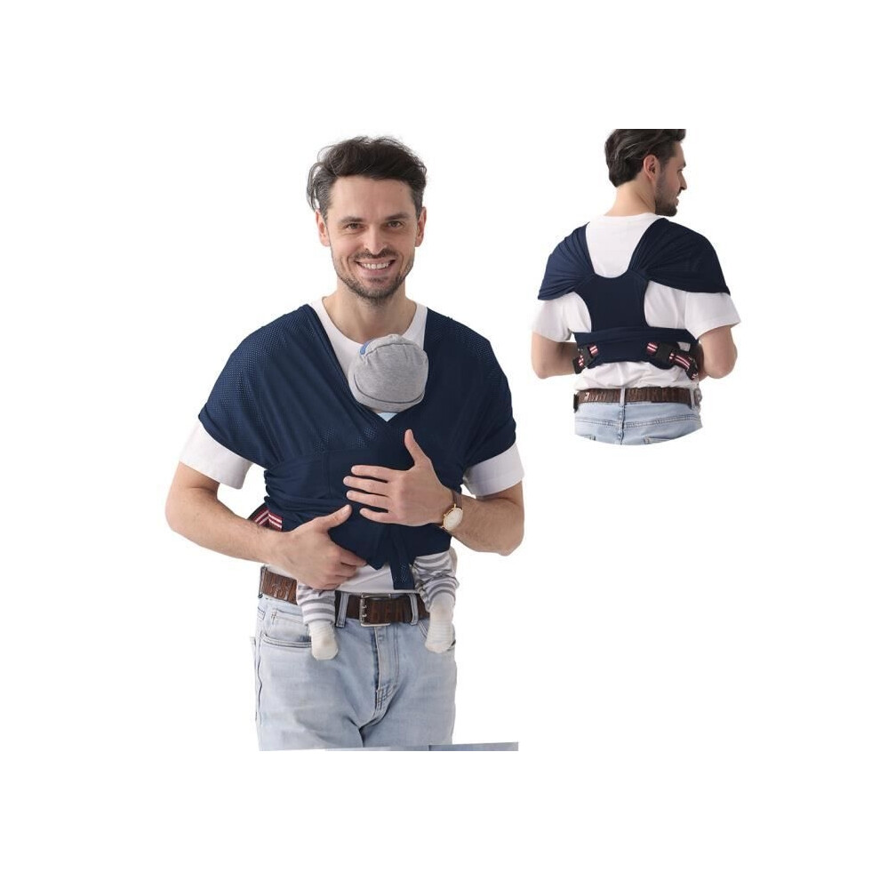 Aihontai Baby Carrier Sling - Lightweight Kangaroo-Style Baby Carrier With Chest Harness - Blue