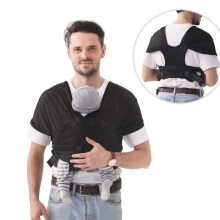 Babytragetuch – leichte Känguru-Trage mit Brustgurt für Mama und Papa – für Neugeborene bis 20 kg, Schwarz