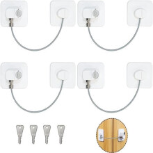 Kindersicheres Fensterschloss, weißes kindersicheres Türschloss mit 4 Schlüsseln, für Fenster, Türen und Schubladen – 4er-Set