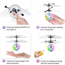 Flying ball toys, for children boys girls gifts rechargeable light-up infrared induction drone helicopter.