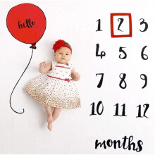 Coperta mensile per le tappe di crescita del bambino, unisex - Regalo personalizzato per baby shower - Tieni traccia della crescita