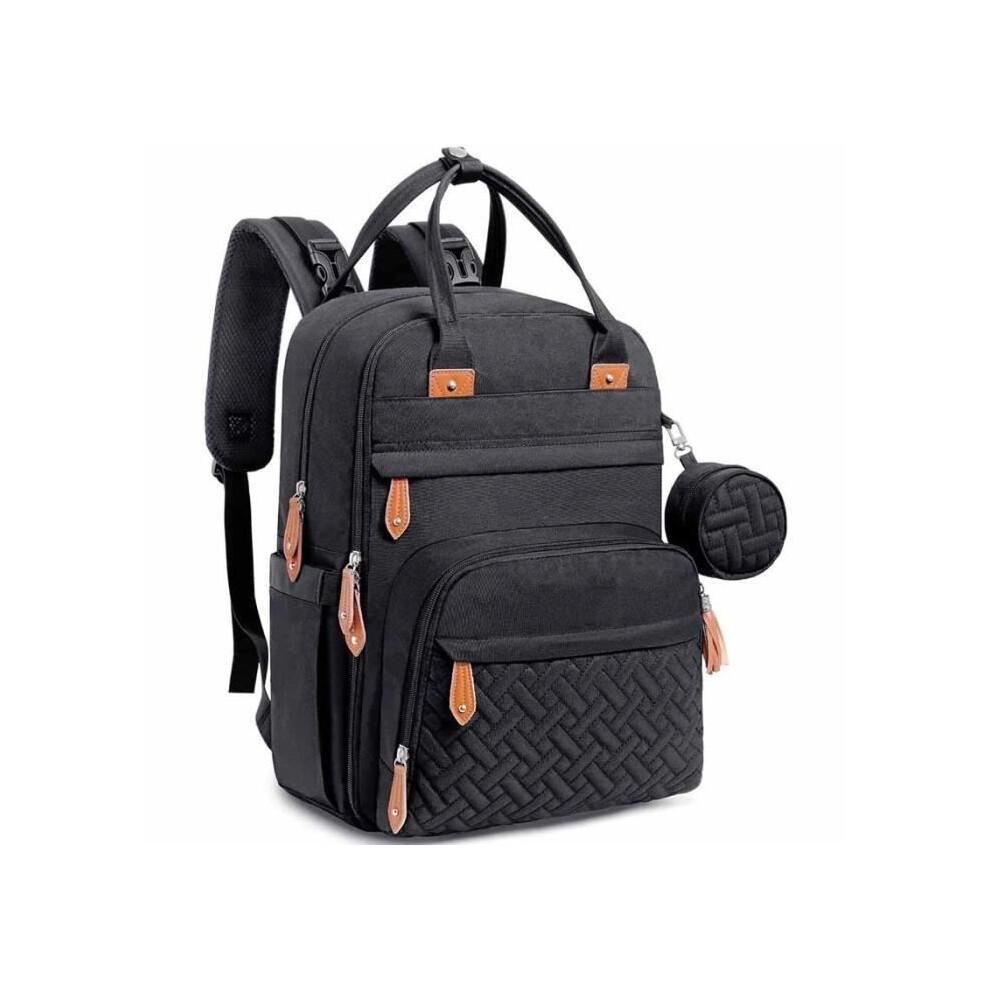 Aihontai Baby Diaper Backpack With Changing Mat – Large Capacity Multifunctional Waterproof Diaper Bag (Black)