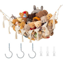 Toy Storage Hammock Net, Stuffed Animals for Children's Room, Wall Organizer, 15kg Capacity