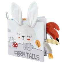 Libro in tessuto per neonati, giocattolo educativo per bambini, idea regalo dalla nascita, morbido e frusciante con animali (coniglio