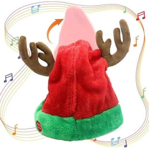 Christmas Hat - Interactive - Musical - Red - Comfortable - For Adults