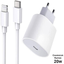 Chargeur rapide 20 W compatible avec iPhone 14/13/12/11/X - Câble USB-C vers Lightning de 1 m | Aginji Store France