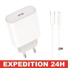 20W USB-C-oplader - Apple - iPhone 14/13/12/11 - 2m kabel - Snel opladen - Wit ZISONIX