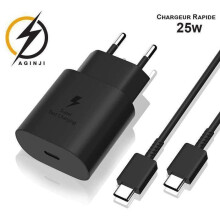 25W snellader - Aginji - USB-C - Zwart - 1M kabel - Compatibel met Samsung