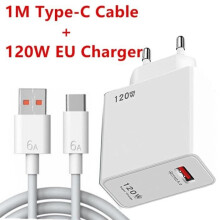 Chargeur rapide USB QC 5.0 120 W, compatible avec iPhone, Huawei, Samsung, Xiaomi 6, 8 et Redmi - Chargeur et câble pour l'UE