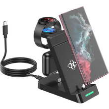 Station de charge rapide 3 en 1 pour montres Samsung, chargeur sans fil pour Samsung Galaxy Watch Ultra/7/6 Classic/5 Pro