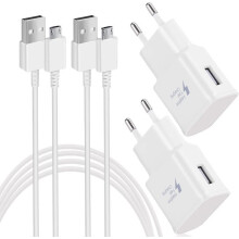 Schnellladegerät mit 1,5 m Kabel für Samsung Galaxy S7, S7 Edge, S6, S5, S4, S3, S2, Note5/4, Xcover 4, 3, 2, J4+, A5, A7, J3, J5,