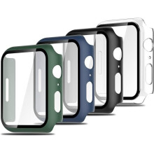 4-teiliger Displayschutz für Apple Watch Series 7 (41 mm), 2-in-1-Hülle: Robuster PC-Rahmen und HD-Schutzglas