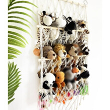 Toy Storage Hammock for Plush Toys, Hand-Woven Cotton Rope, Hanging Organizer for Children's Room, Playroom