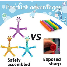 Jouet éducatif anti-stress pour enfants - AUTREMENT - Girafe à ventouse télescopique - Bleue