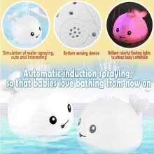 Jouet de bain pour bébé, baleine à réaction avec LED - pour enfants et tout-petits (blanc)