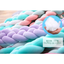 Baby Cot Bumper Braided Snake Cushion Velvet Crib Bumper-White-AS-20 (200cm)
