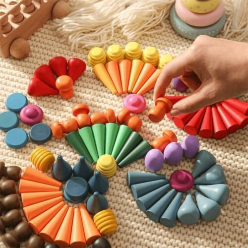 Ξύλινο παιχνίδι - 81 τεμάχια - Ουράνιο τόξο - Montessori Sensory Learning 2