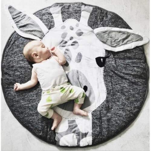 Baby Crawling Play Mat with Giraffe Design - Cotton - Grey 2