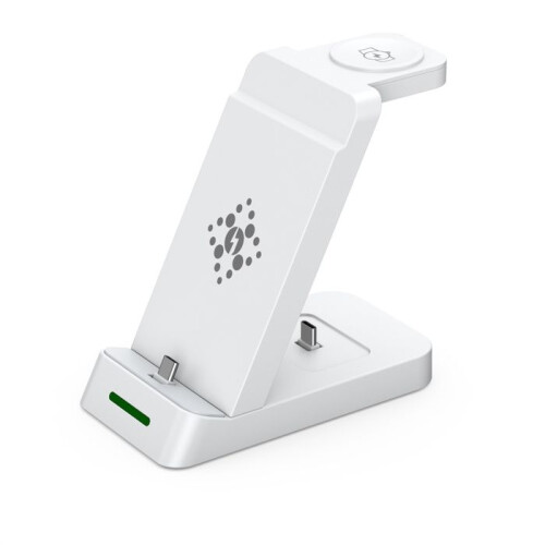 INF 3-in-1 Wireless Charger for Phone, Smartwatch, Charging Cable White 1